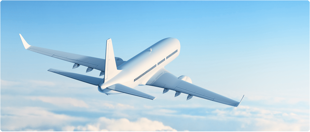 Airplane flying over clouds