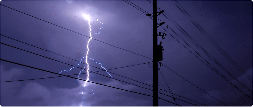Lightning near power pole