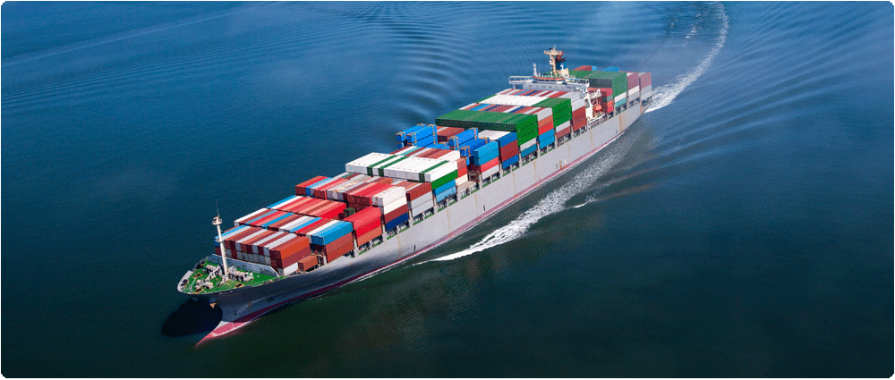 Container ship turning