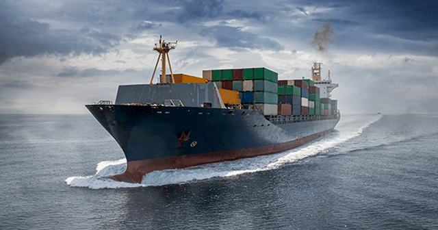 Blog header Container ship sailing in the water