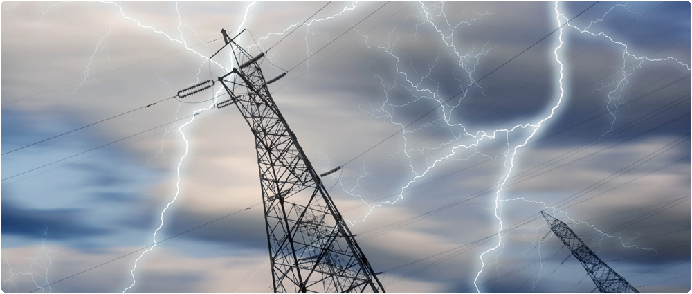 Lightning near transmission towers
