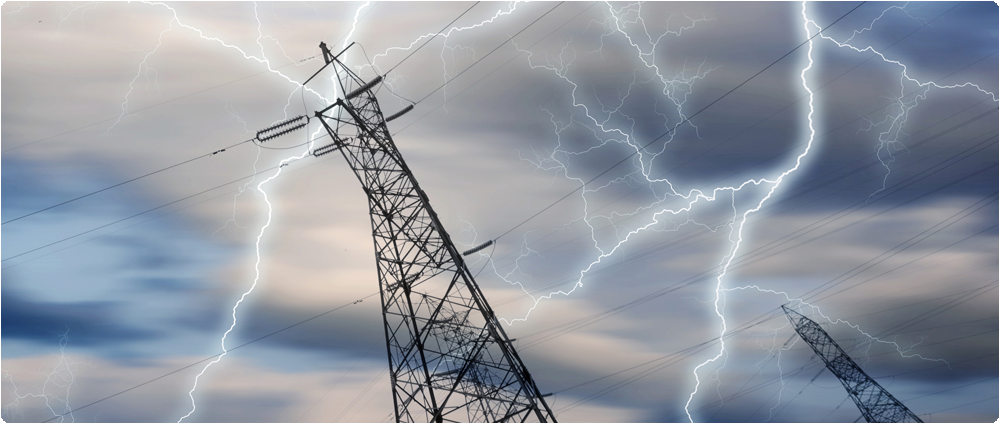 Lightning near transmission towers