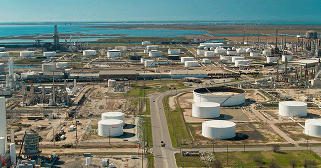 Oil refineries and storage in Galveston Bay, TX