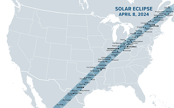 Solar Eclipse Path on April 8, 2024
