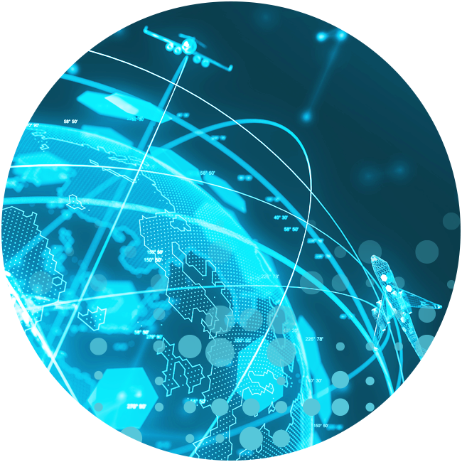 aviation api circle graphic blue digital globe