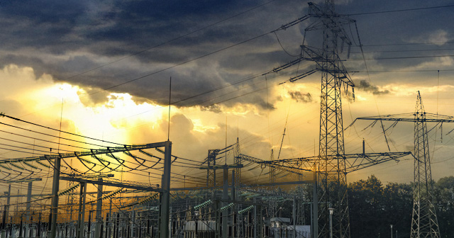 Electrical Substation Storm clouds