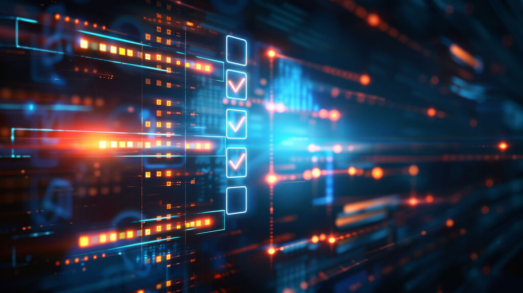 Technological interface with checked items in checklist
