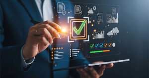 check confirming completion on futuristic screen