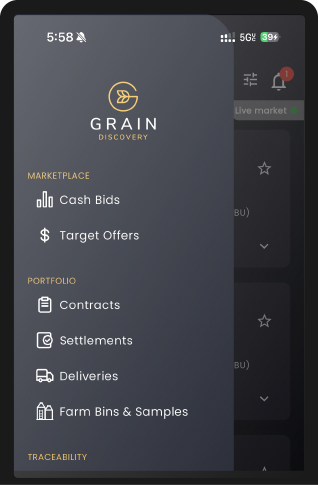 DTN Grain Discovery masthead screenshot mobile
